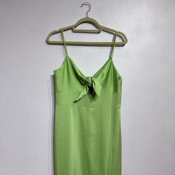 Aidan by Aidan Mattox Lime Green Tie Front Bodice Maxi Gown Sz 6 NWT - Picture 3 of 14